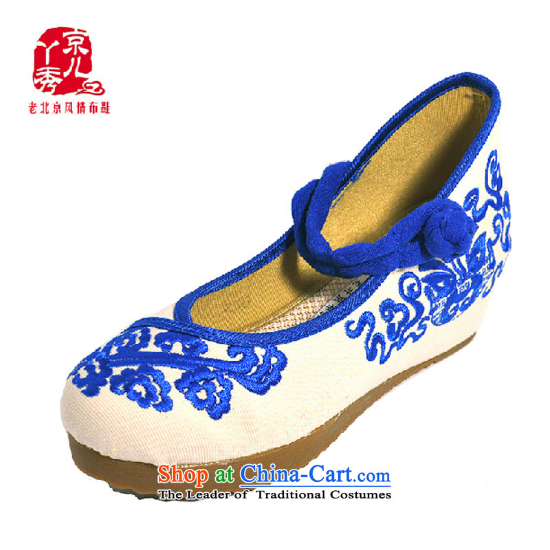 Putin has been Soo-embroidered shoes of Old Beijing national women's shoes wind shoes porcelain embroidery waterproof Taichung the the high-heel shoes Stylish retro girl child Beijing 35 A108-103 blue has Soo , , , shopping on the Internet