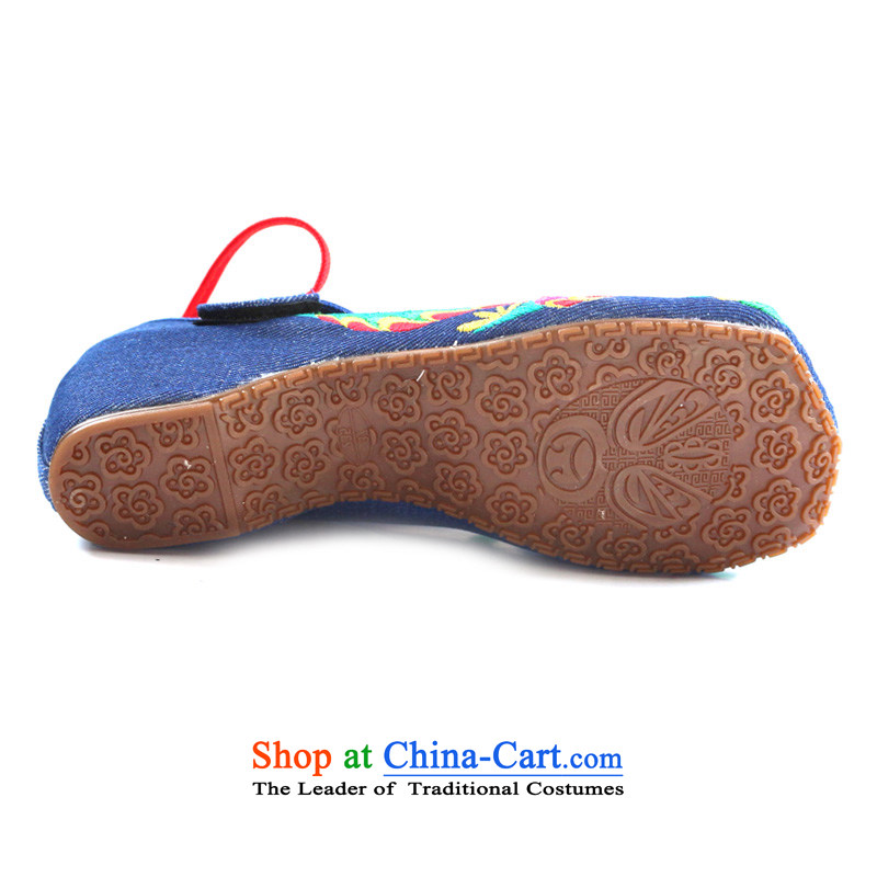 The Peacock new spring and fall within the old Beijing increased women's shoe mesh upper with retro women shoes of ethnic embroidered shoes chic square head 1221-12 35 Beijing has children blue-soo , , , shopping on the Internet