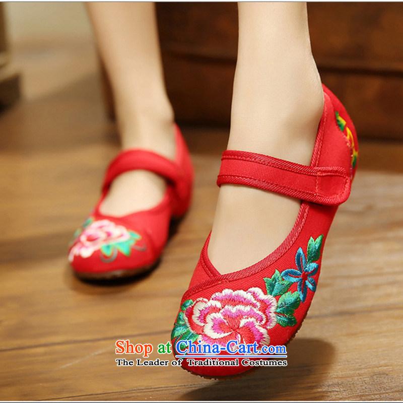 2015 National wind increased within the embroidered shoes of Old Beijing mesh upper with single women shoes and contemptuous of peony flowers hasp sticky women shoes 412-155 39 Beijing has children black-soo , , , shopping on the Internet