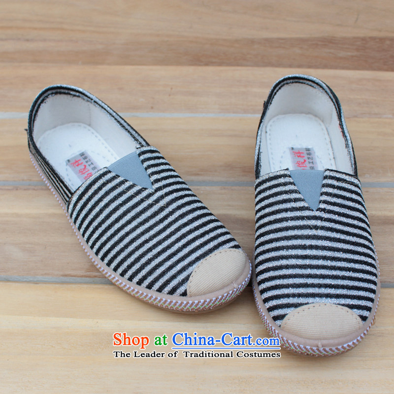 Ms. spring and summer leisure shoes bottom Ma Tei flat shoe hot port comfortable bar pattern very old Beijing mesh upper Queen Mary shoes black 34 Jun Xiang Fu Shopping on the Internet has been pressed.