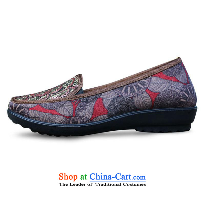 Yan Ching fall new old Beijing female national wind mesh upper sock of older persons in the flat shoes with single mother shoe 22539 red 39, Yan Ching shopping on the Internet has been pressed.
