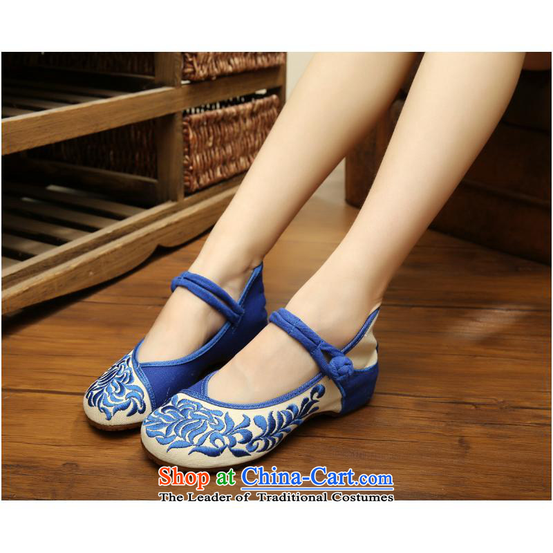 The autumn 2015 New Tsing playmate upgrade leaf old Beijing National wind embroidery walking shoes Dance Shoe mesh upper sneakers xhx blue and white 38, Charles (CHANVENUEL) , , , shopping on the Internet