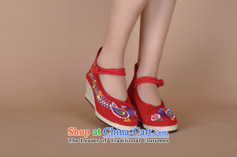 The autumn 2015 new embroidered shoes with peacock high heel slope Beijing summer leisure shoes embroidery womens single Travel Shoes, Casual xhx wild red 38 pictures, prices, brand platters! The elections are supplied in the national character of distribution, so action, buy now enjoy more preferential! As soon as possible.
