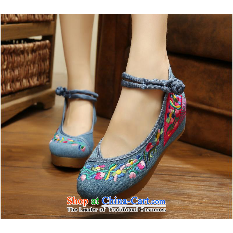 2015 new retro China wind embroidered shoes, thick-bottom slope with Hanji, Oxford increase women's Beijing shoes thick xhx black 40 shoe Sharma (CHANVENUEL) , , , shopping on the Internet