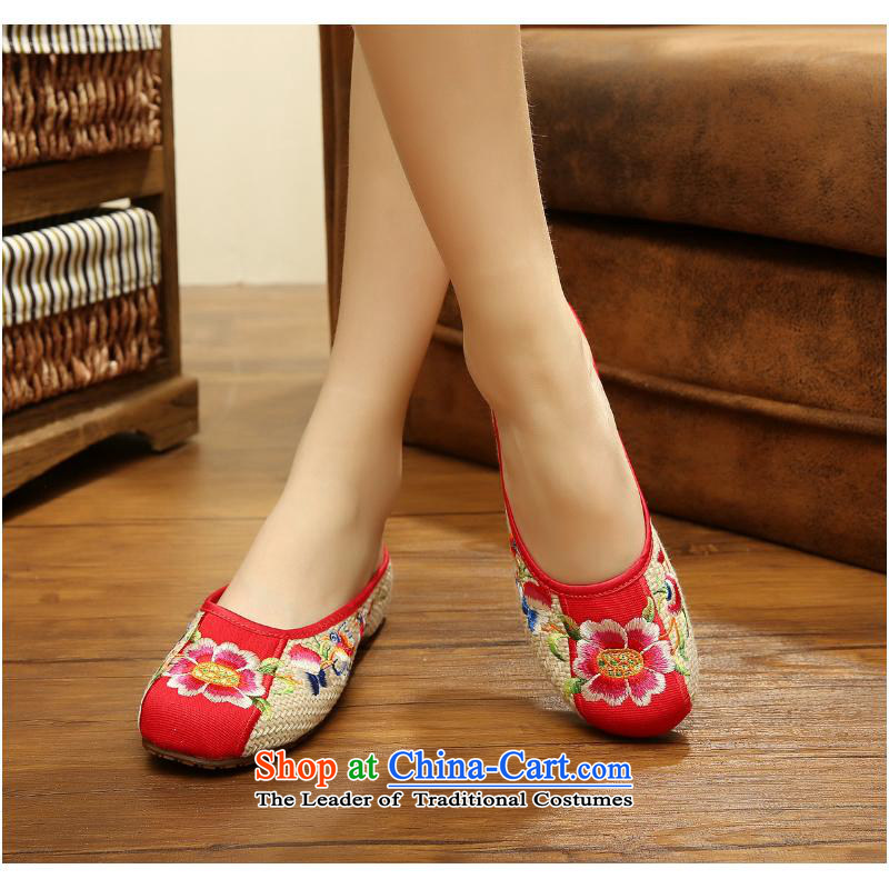 2015 autumn flowers new linen embroidery beef tendon bottom of ethnic embroidered slippers women shoes are cool beige 36 xhx drag Sharma (CHANVENUEL) , , , shopping on the Internet