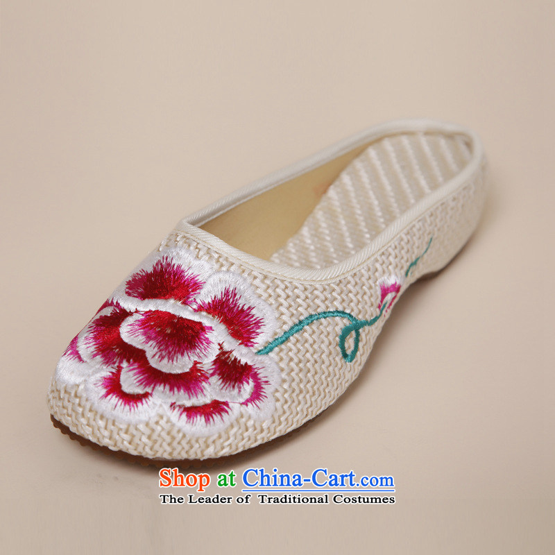 The autumn 2015 New Dance Shoe country color embroidery peony linen Beijing Summer bottom beef tendon mesh upper with new cold xhx slippers, wine red 36, Charles (CHANVENUEL) , , , shopping on the Internet