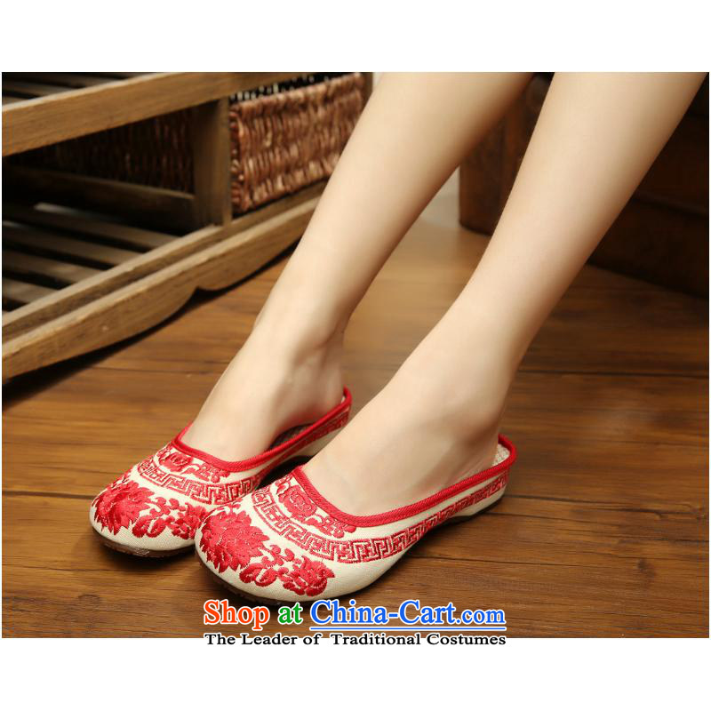 2015 Flower slippers new beef tendon bottom walk Summer sandals blue Embroidery Series Drag xhx cold blue 39, Charles (CHANVENUEL) , , , shopping on the Internet
