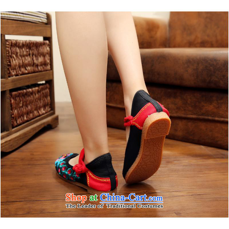 Mesh upper with the autumn 2015) bird pattern flat with thick beef tendon Bottom soft bottoms of ethnic embroidered shoes spelling single mesh upper with female xhx color red 38, Charles (CHANVENUEL) , , , shopping on the Internet