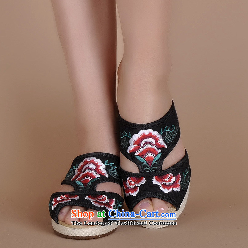 The autumn 2015 New Dance Shoe mesh upper layer with higher embroidered shoes slope slippers national commission with mesh upper with wind xhx Summer sandals red 36, Charles (CHANVENUEL) , , , shopping on the Internet