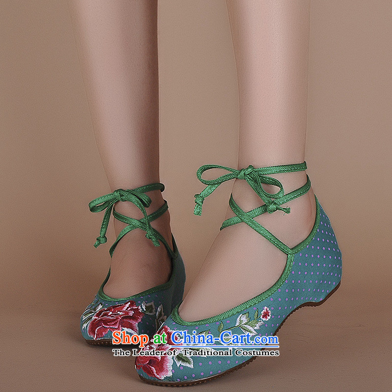 The autumn 2015 New Dance Shoe sweet lovely old content Svetlana Goryacheva Beijing Oxford soft bottoms embroidered shoes Dance Shoe xhx Green?35