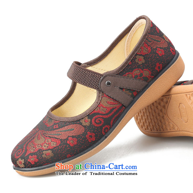 Fu Lu visited the summer and fall of 2015 New Old Beijing mesh upper women shoes flat bottom anti-slip soft ground mother footwear in the older comfortable casual shoes single shoe 25352002 red 38, Fu Lu Dong shopping on the Internet has been pressed.
