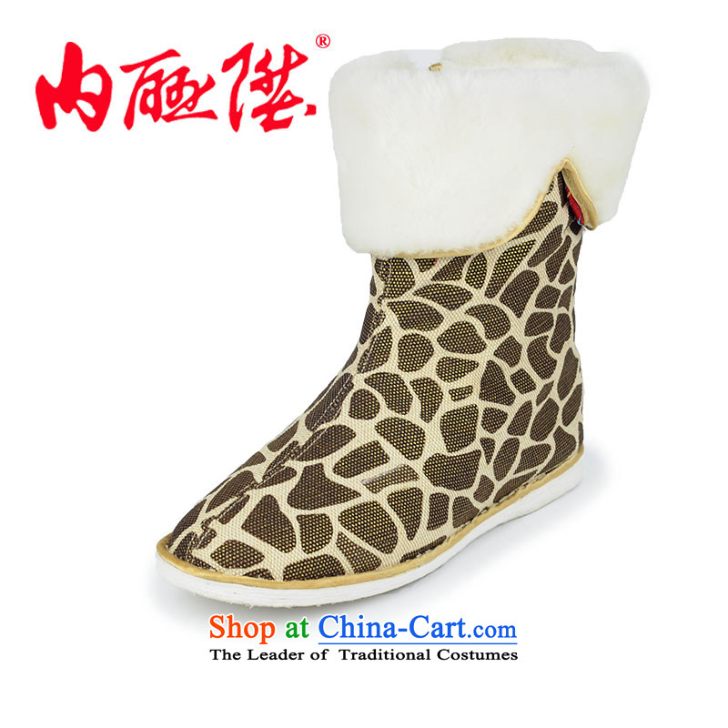 Inline l women shoes cotton shoe-gon thousands Leopard Moro boots autumn and winter-style leisure TANGYAN 8719A mesh upper mixed flowers Beijing 37