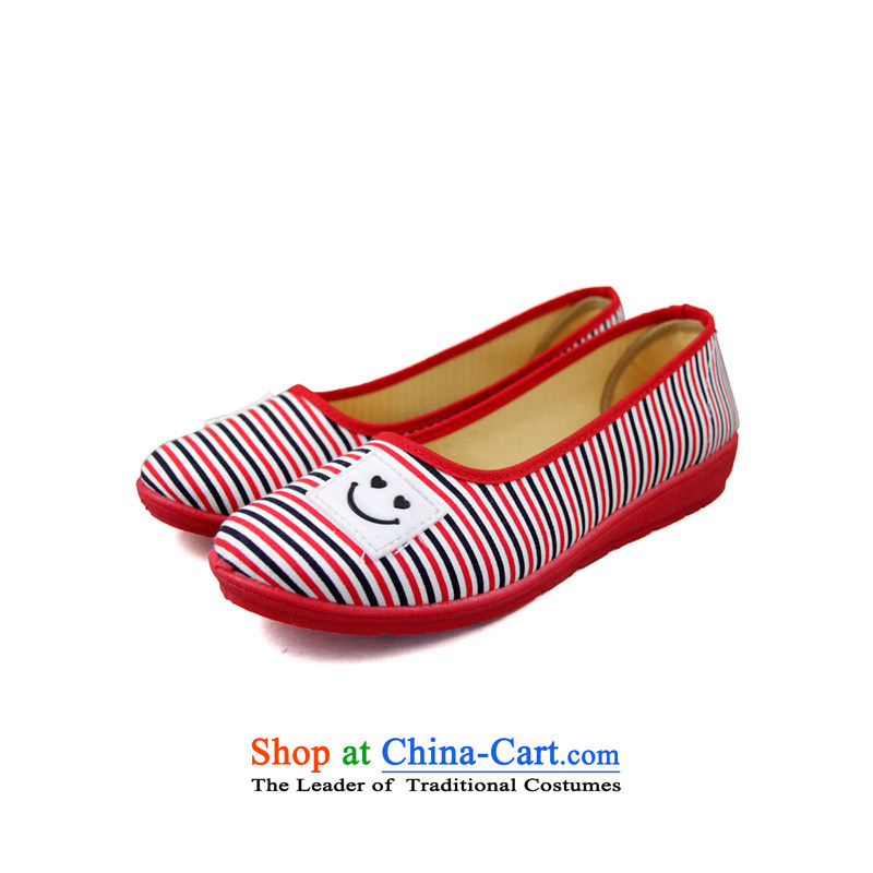 Magnolia Old Beijing mesh upper women shoes xinqiu) color bar women shoes flat-bottomed boat pin kit shoes domestic leisure shoes 2312-1235 red 40, magnolia shopping on the Internet has been pressed.