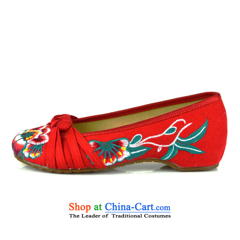The first door of Old Beijing Ms. mesh upper embroidered shoes of ethnic single spring and autumn) small slope shoes fashion girl shoe increase beef tendon bottom red 36, Purple Door (zimenyuan) , , , shopping on the Internet