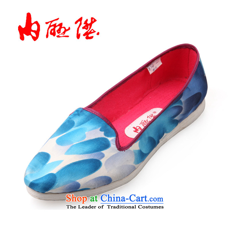 The traditional women's shoes l shoes bottom thousands-gon manually-gon Chin's feather 8611A series on tabs on the blue_?38