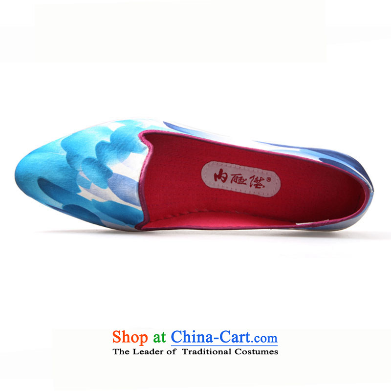 The traditional women's shoes l shoes bottom thousands-gon manually-gon Chin's feather 8611A series on tabs on the blue 38, inlining of l , , , shopping on the Internet