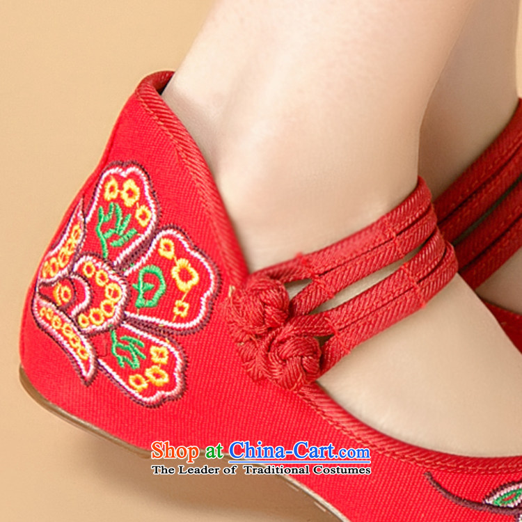 Amoi women shoes single shoe mesh upper increased within national wind embroidered shoes leisure shoes with large Code Red Slope 36 pictures, prices, brand platters! The elections are supplied in the national character of distribution, so action, buy now enjoy more preferential! As soon as possible.