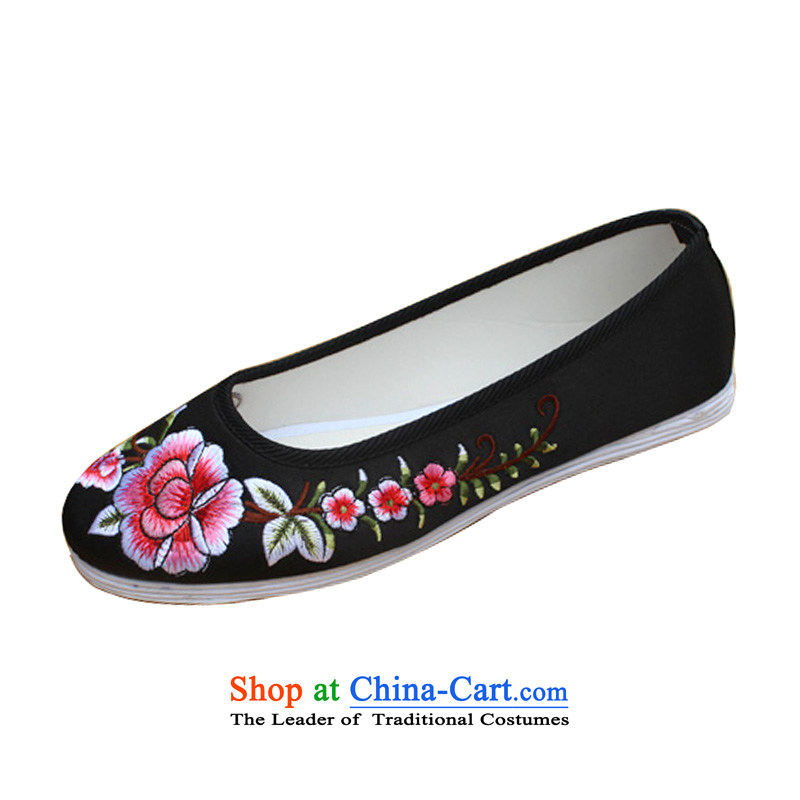 National wind of Old Beijing peony flowers damask fabric-mesh upper end of thousands of women's shoes wedding mesh upper hand embroidered ground cloth shoes TA-8 female child care have been 38, Beijing black-soo , , , shopping on the Internet