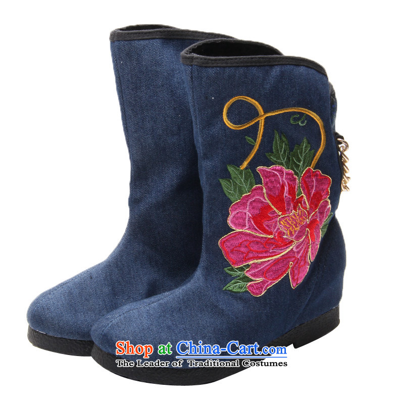 Yong-sung by 2015 new stylish Xuan embroidered boots ethnic embroidered shoes, single shoe 1716 Denim blue 39, Yong-sung (RONGSHENGXUAN),,, Hennessy Road shopping on the Internet