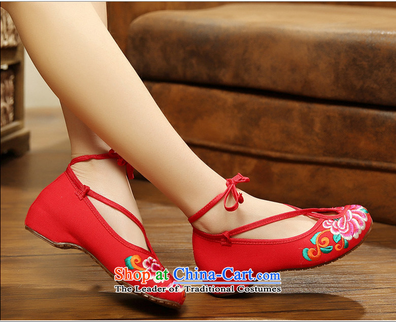 2015 new national wind increased within the reconstructed low with embroidered shoes of Old Beijing mesh upper crossover with single women shoes bottom beef tendon wear anti-slip red 37 pictures, prices, brand platters! The elections are supplied in the national character of distribution, so action, buy now enjoy more preferential! As soon as possible.