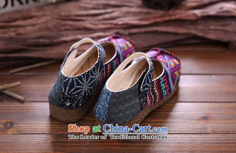 The fall of Old Beijing mesh upper female beef tendon Bottom soft bottoms embroidered shoes retro folk embroidery leisure shoes round head girl shoe to a single field hasp flat shoe blue 40 pictures, prices, brand platters! The elections are supplied in the national character of distribution, so action, buy now enjoy more preferential! As soon as possible.
