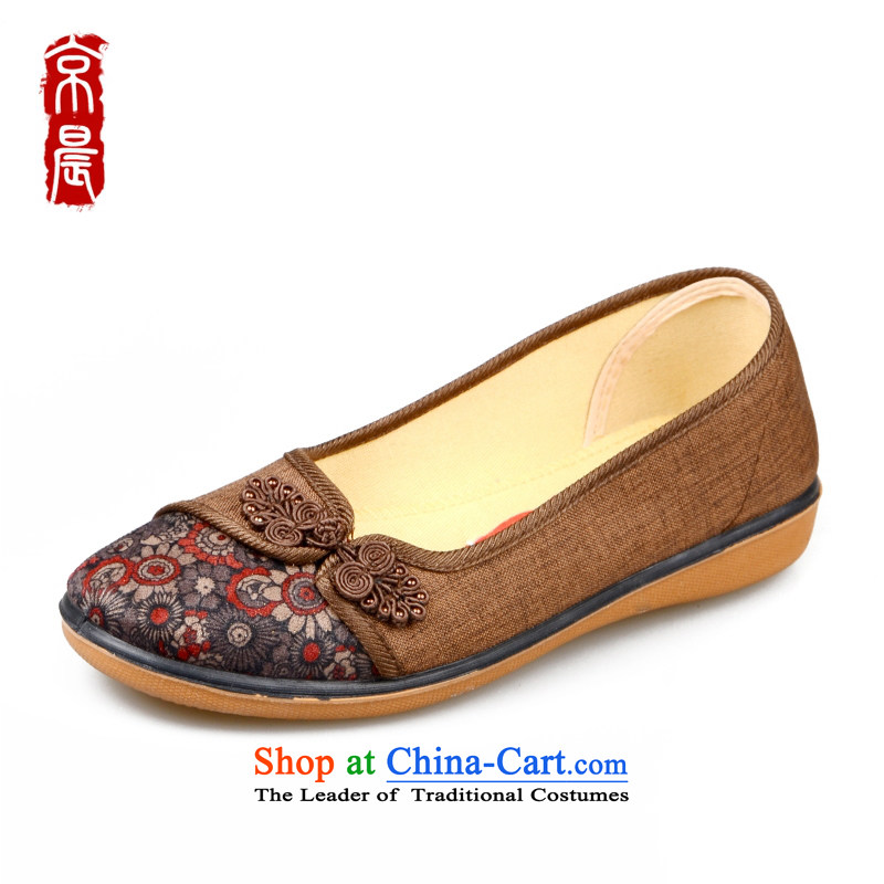 The Spring and Autumn Period and the new women genuine old Beijing mesh upper cloth then shoes of older persons in the lounge with Flat Bent Zhuge women shoes mother shoe with soft, comfortable and mother-in low-profile single women shoes and coffee-color
