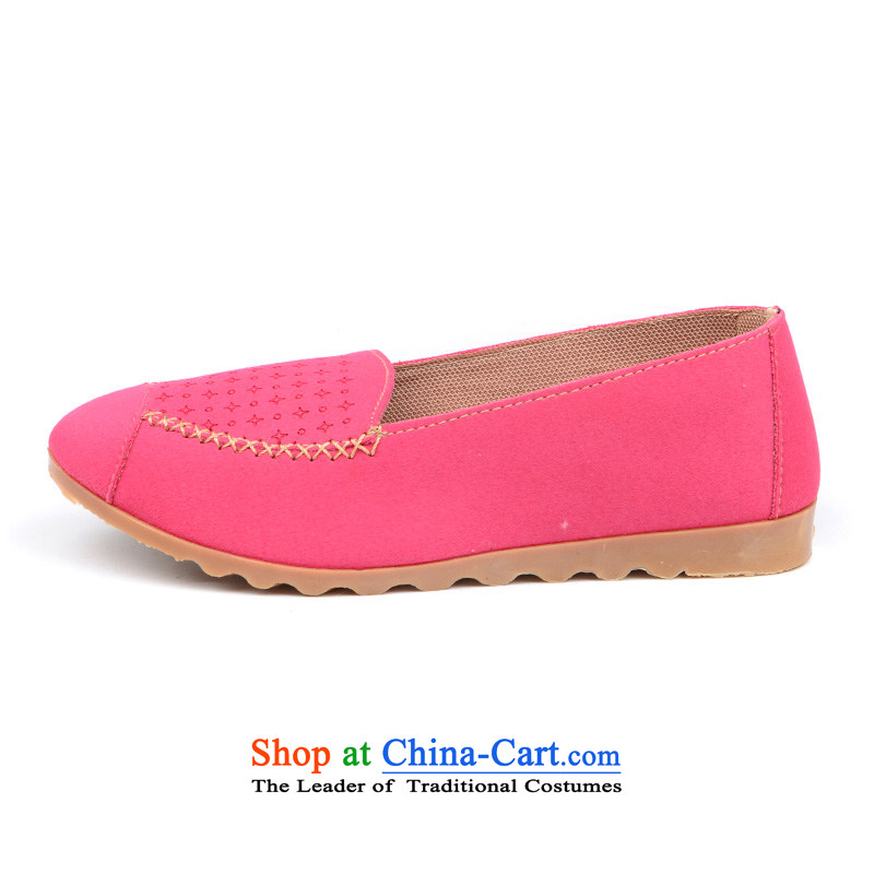 Beijing Morning Old Beijing mesh upper genuine 2015 fall flat bottom shoe breathable light with soft bottoms with casual women single shoe woman driver click the bottom soft shoes shoes lazy people shoe pin red 38, Beijing Morning shopping on the Internet