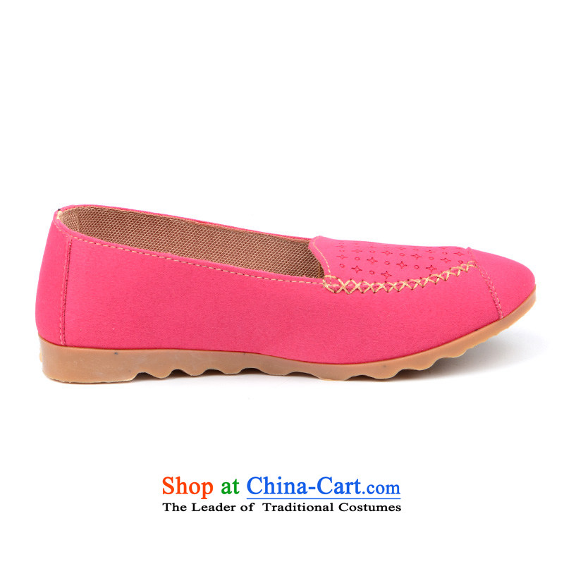 Beijing Morning Old Beijing mesh upper genuine 2015 fall flat bottom shoe breathable light with soft bottoms with casual women single shoe woman driver click the bottom soft shoes shoes lazy people shoe pin red 38, Beijing Morning shopping on the Internet