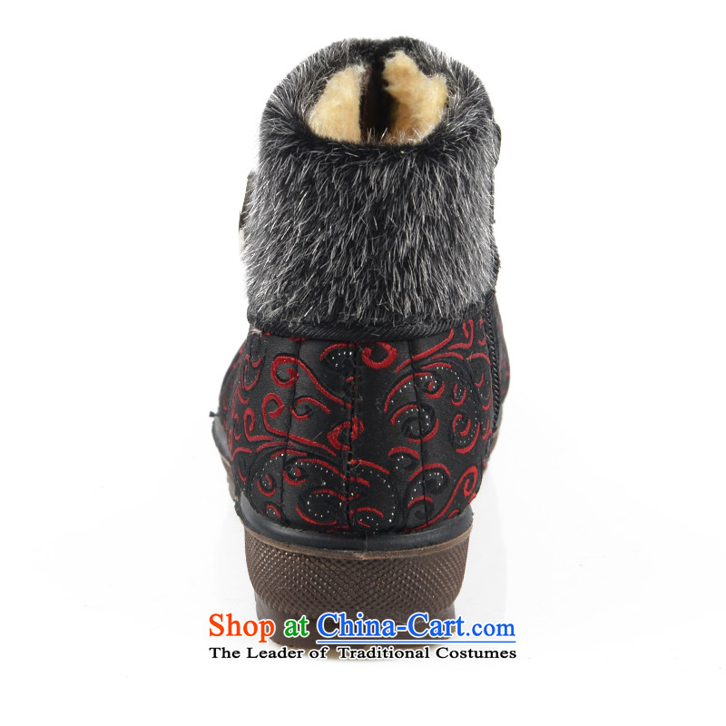 Mesh upper with old Beijing cotton shoes Winter Female cotton shoes in older mother cotton shoes with soft, non-slip Warm Big cotton shoes-woman shoes her mother-in-mother cotton shoes bottom thick red 35 non-slip Beijing Morning shopping on the Internet