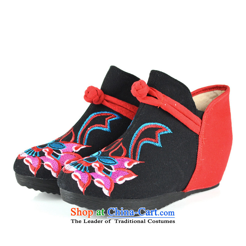 The first door of Old Beijing mesh upper stylish embroidered shoes embroidered boots autumn and winter, female boots the lint-free warm up ladies boot nation of wind women shoes black 37 Purple Door (zimenyuan) , , , shopping on the Internet