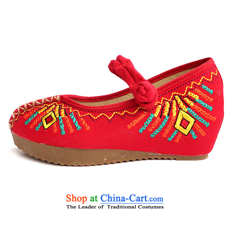 Sepia linen new autumn 2015 National wind of Old Beijing women shoes increased within mesh upper with embroidered shoes female-slotted hasp mesh upper red 40, the Blue maple (MOLORFUN) , , , shopping on the Internet