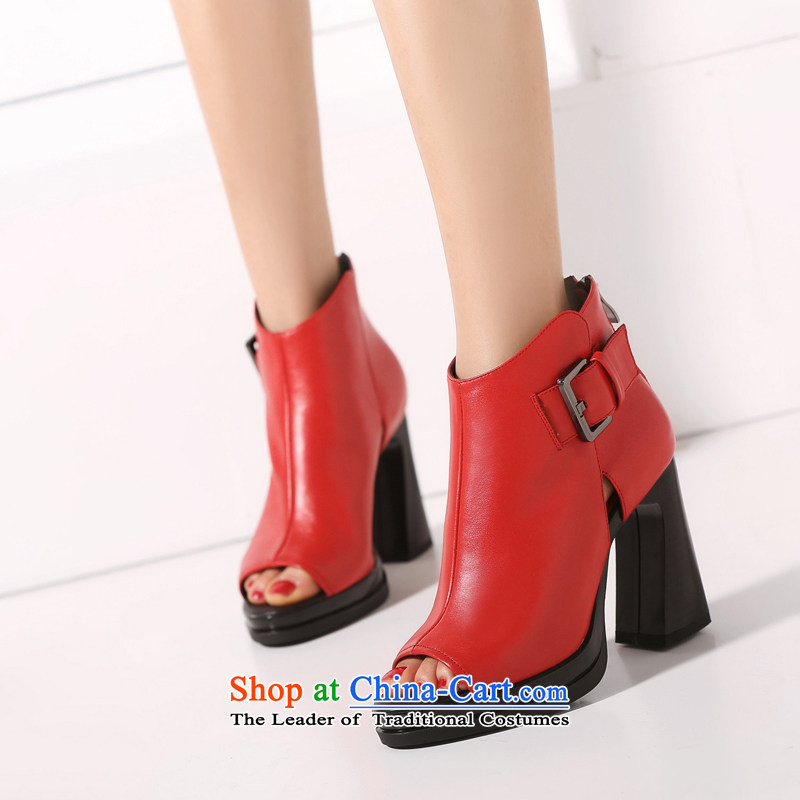 The spring of the new water-resistant desktop fish tip the the high-heel shoes with belt hook after coarse zipper deep shoes soft solid color leisure shoes black 39 Lok-mi (xuanlemei Xuan) , , , shopping on the Internet