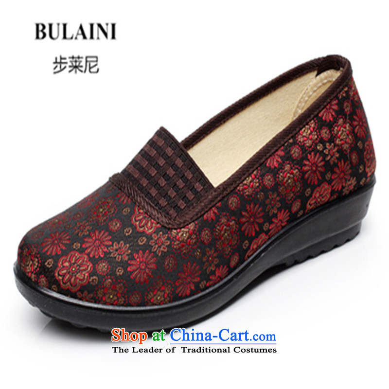 Step-by-step approach of Old Beijing 2015 mesh upper for women through the spring and fall flat with mother shoe soft bottoms of older persons in the womens single embroidered shoes, Grandma shoes red 37, step-by-step approach of (BULAINI) , , , shopping
