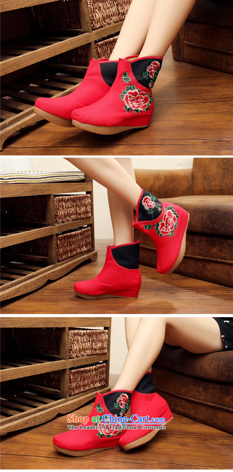 Step-by-step approach of 2015 autumn and winter old Beijing female cloth shoes of ethnic plus lint-free bootie slope behind with the increase in thick boots embroidery and female cotton seed boot Red 38 pictures, prices, brand platters! The elections are supplied in the national character of distribution, so action, buy now enjoy more preferential! As soon as possible.