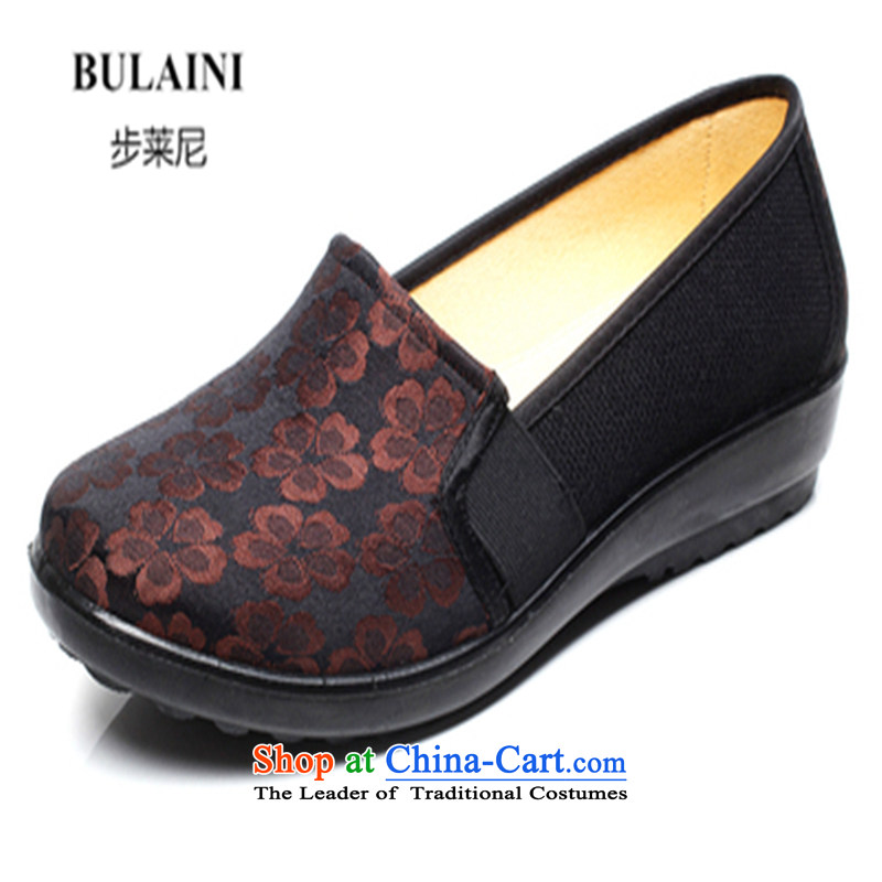 Step-by-step approach of Old Beijing 2015 mesh upper for women through the spring and fall flat with mother shoe soft bottoms of older persons in the womens single embroidered shoes, Grandma shoes red 35, step-by-step approach of (BULAINI) , , , shopping