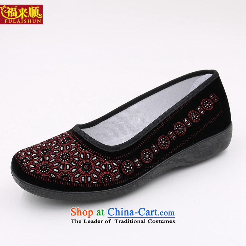 Mesh upper with old Beijing satin embossed port grandma single shoe light 601-11-12-13 Women's Mesh upper magenta 36