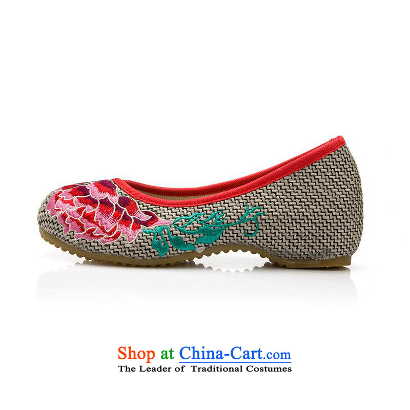 Mesh upper with old Beijing women shoes spring and summer embroidered shoes of ethnic mesh upper inside the slope rising Hibiscus with tray clip women shoes Mudan 39 days from Hennessy Road Gray , , , shopping on the Internet