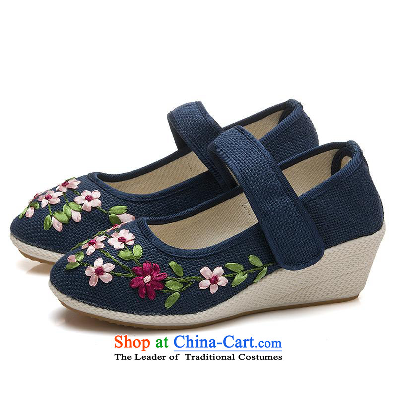New e-mail package beef tendon at its different from the old Beijing breathable mesh upper with flax manually ribbon embroidered shoes women shoes dance blue 37 days from Hennessy Road , , , shopping on the Internet