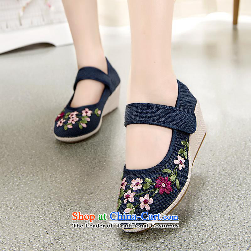 New e-mail package beef tendon at its different from the old Beijing breathable mesh upper with flax manually ribbon embroidered shoes women shoes dance blue 37 days from Hennessy Road , , , shopping on the Internet