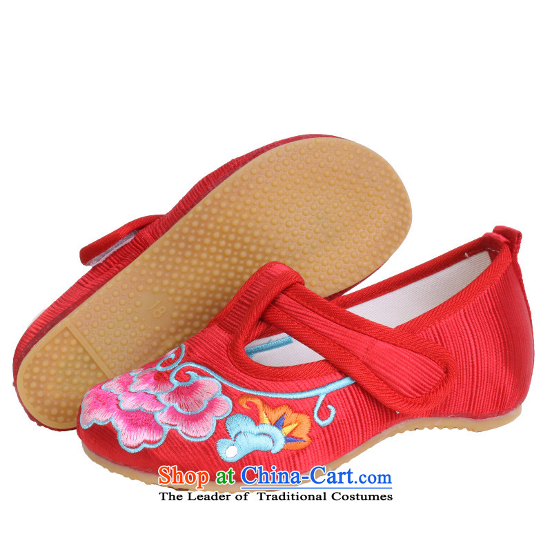 Mesh upper with genuine old beijing children's shoes, Anti-slip increased within stylish single women, children generation single shoe Dance Shoe 5805 Toiletroll Holder Red 16 Codes/Inner Length of Wing Chun (THERE ARE 4-8 FLOWERS yonghechun) , , , shoppi