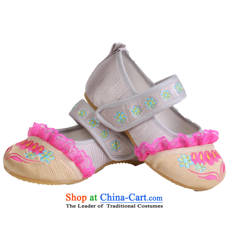 Lovely children's shoes, genuine old Beijing mesh upper stylish girls embroidered shoes show an increase in pediatric single shoe 5806 Gold 22 yards long 21CM,/wing and Chun (yonghechun) , , , shopping on the Internet