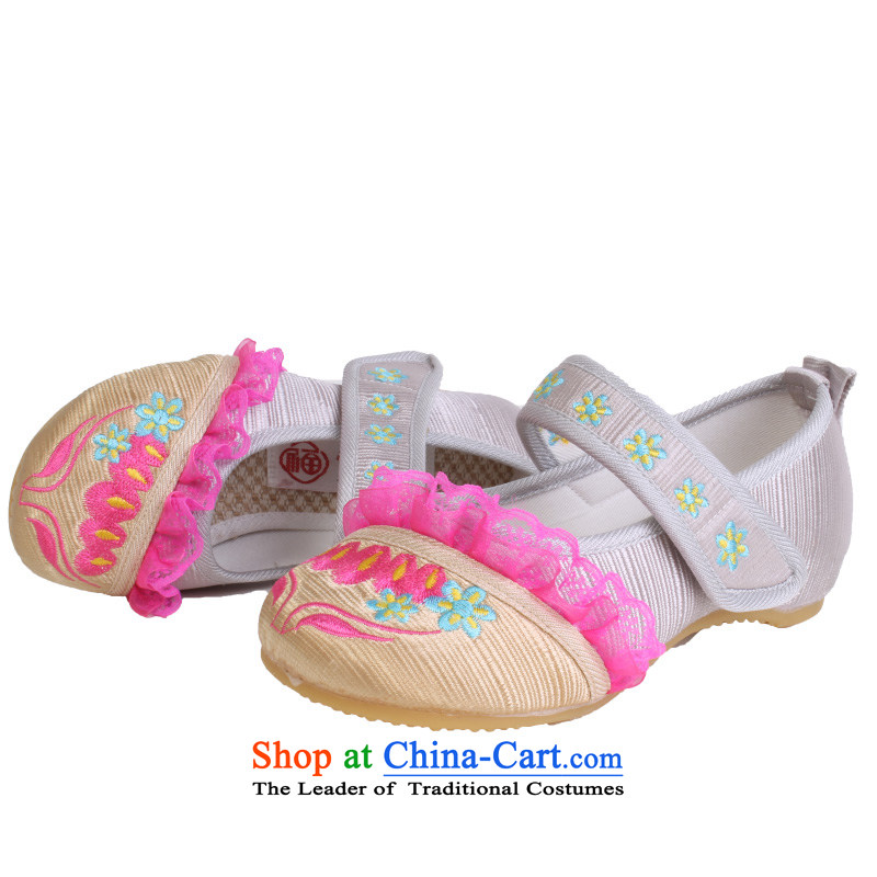 Lovely children's shoes, genuine old Beijing mesh upper stylish girls embroidered shoes show an increase in pediatric single shoe 5806 Gold 22 yards long 21CM,/wing and Chun (yonghechun) , , , shopping on the Internet