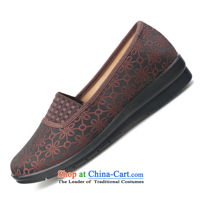 Fu Lu visited the old Beijing mesh upper women shoes autumn break package pin mother shoes comfortable soft ground light port single footwear in the older wear anti-slip shoes 25352001 Brown 39 Fu Lu Dong shopping on the Internet has been pressed.