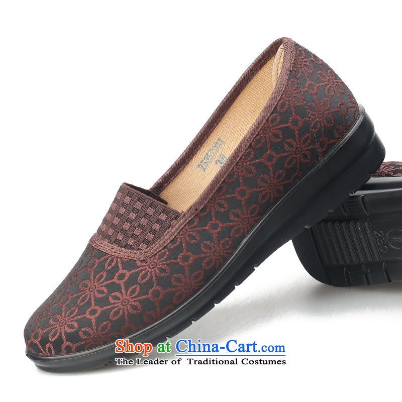 Fu Lu visited the old Beijing mesh upper women shoes autumn break package pin mother shoes comfortable soft ground light port single footwear in the older wear anti-slip shoes 25352001 Brown 39 Fu Lu Dong shopping on the Internet has been pressed.