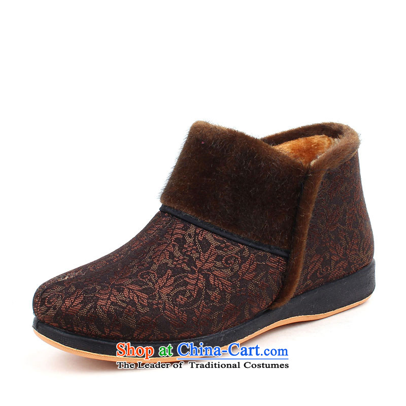 2015 warm winter mother shoe the lint-free cotton and short warm boots the elderly in the comfort women short-pile cotton shoes of Old Beijing mesh upper king pin 715-61 coffee-colored 715-61 36 well with l , , , shopping on the Internet
