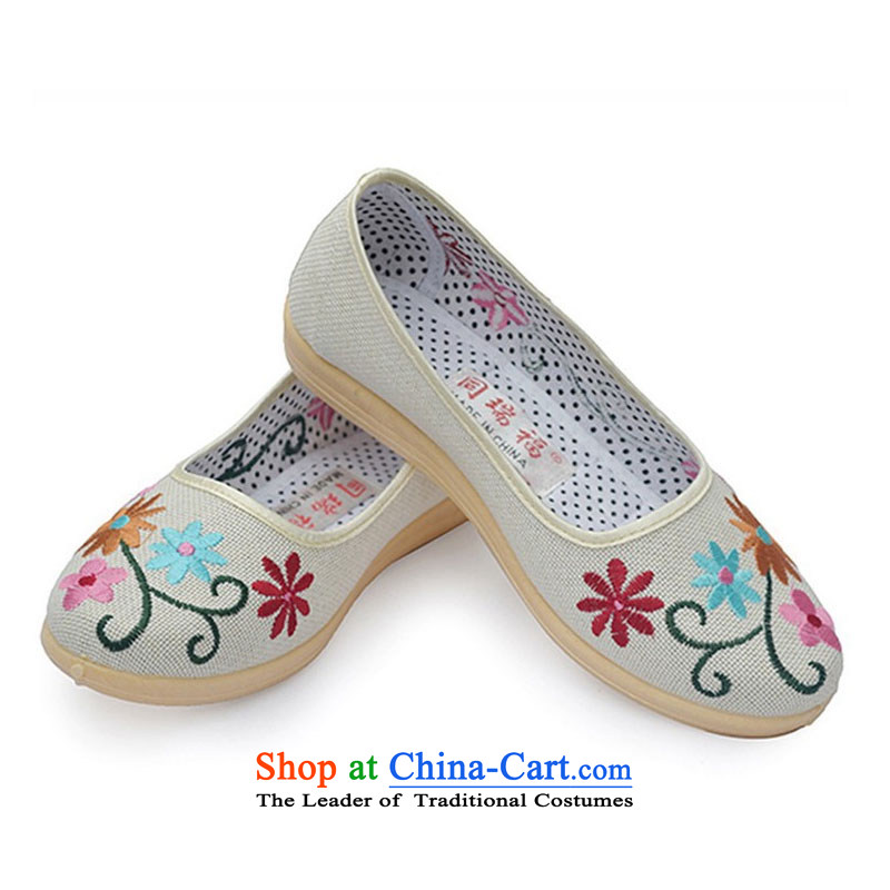 2015 Leisure ethnic embroidered linen-soft bottoms womens single shoe fall new women's shoe embroidered shoes LZJ044YZ mesh upper m Yellow 37, beginning of fall of latitude , , , shopping on the Internet