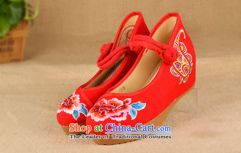 2015 new ethnic Chinese wind spring and autumn women shoes of Old Beijing mesh upper single shoes bottom increase beef tendon embroidered shoes with the buckle on the slope of the girl mesh upper red 36 pictures, prices, brand platters! The elections are supplied in the national character of distribution, so action, buy now enjoy more preferential! As soon as possible.