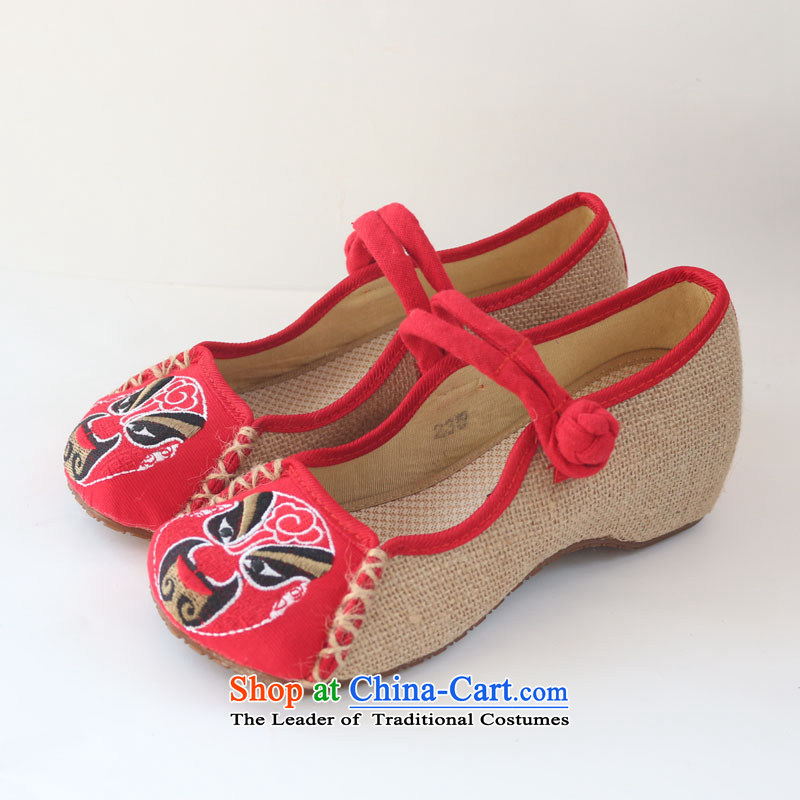 New Old Beijing mesh upper-nationalists masks embroidered shoes women fourth quarter linen embroidery single shoe beef tendon, non-slip increased within the 40 women shoes Red maple blue (MOLORFUN) , , , shopping on the Internet
