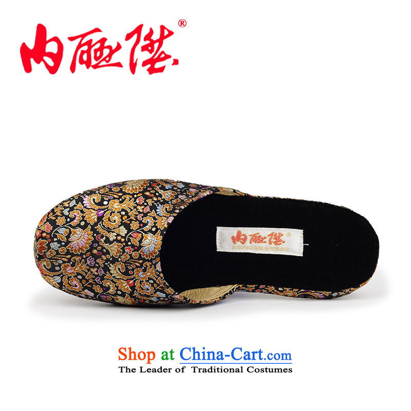 Inline l women shoes female slippers autumn and winter-gon soft leather bottom silk brocade coverlets women shoes female slippers 3023C black 36-37 through code, the l , , , shopping on the Internet