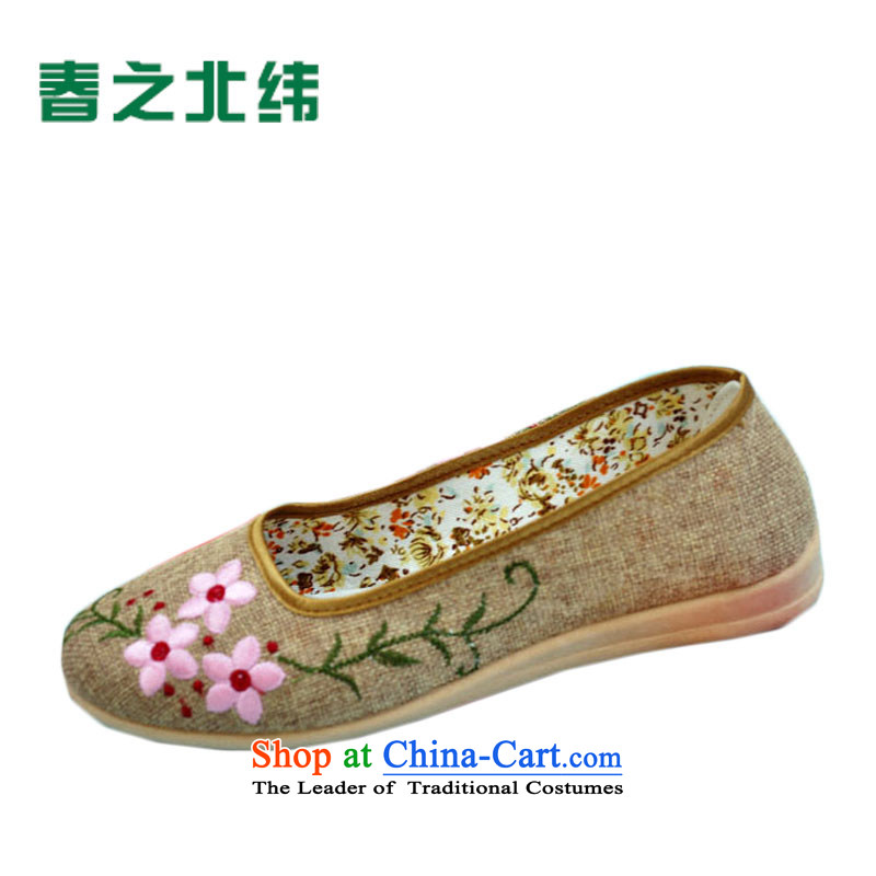 The Commission for the year 2015 mesh upper for women fall new women's shoe embroidered shoes mesh upper breathability and comfort embroidered shoes shoes LZJ045YZ Pistachio - light coffee?38
